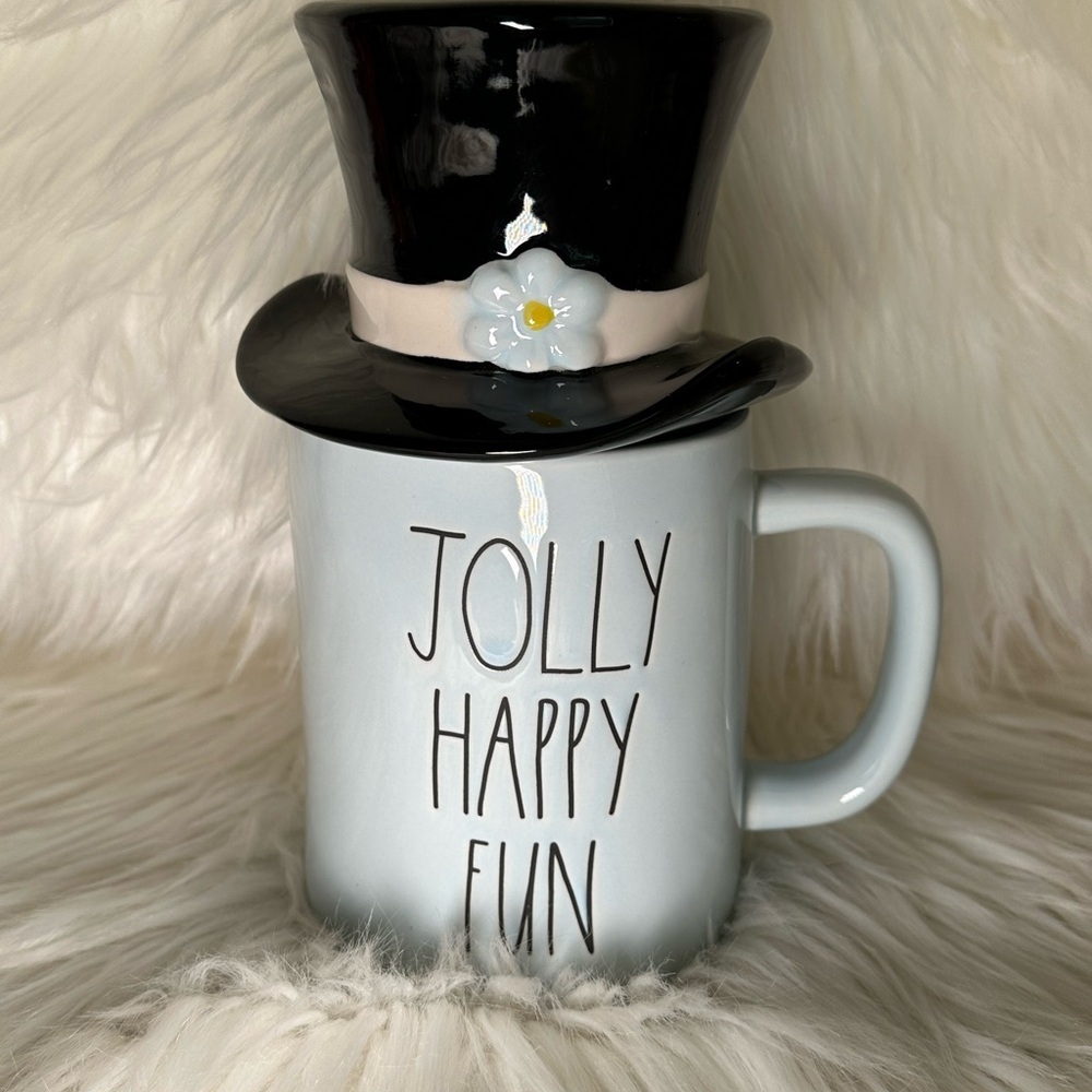 Rae Dunn Jolly Happy Fun Mug with Top Hat Toppet